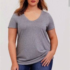 Torrid Light Grey Classic Fit V-Neck Tee